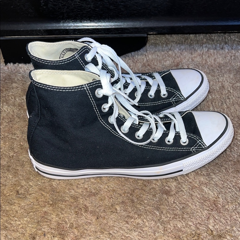 Converse Black and White High Top Sneakers - Picture 3 of 8
